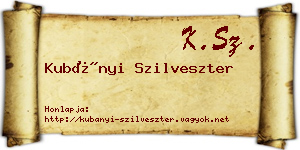Kubányi Szilveszter névjegykártya