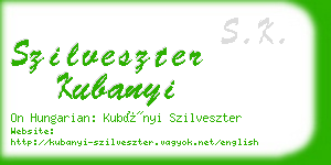 szilveszter kubanyi business card